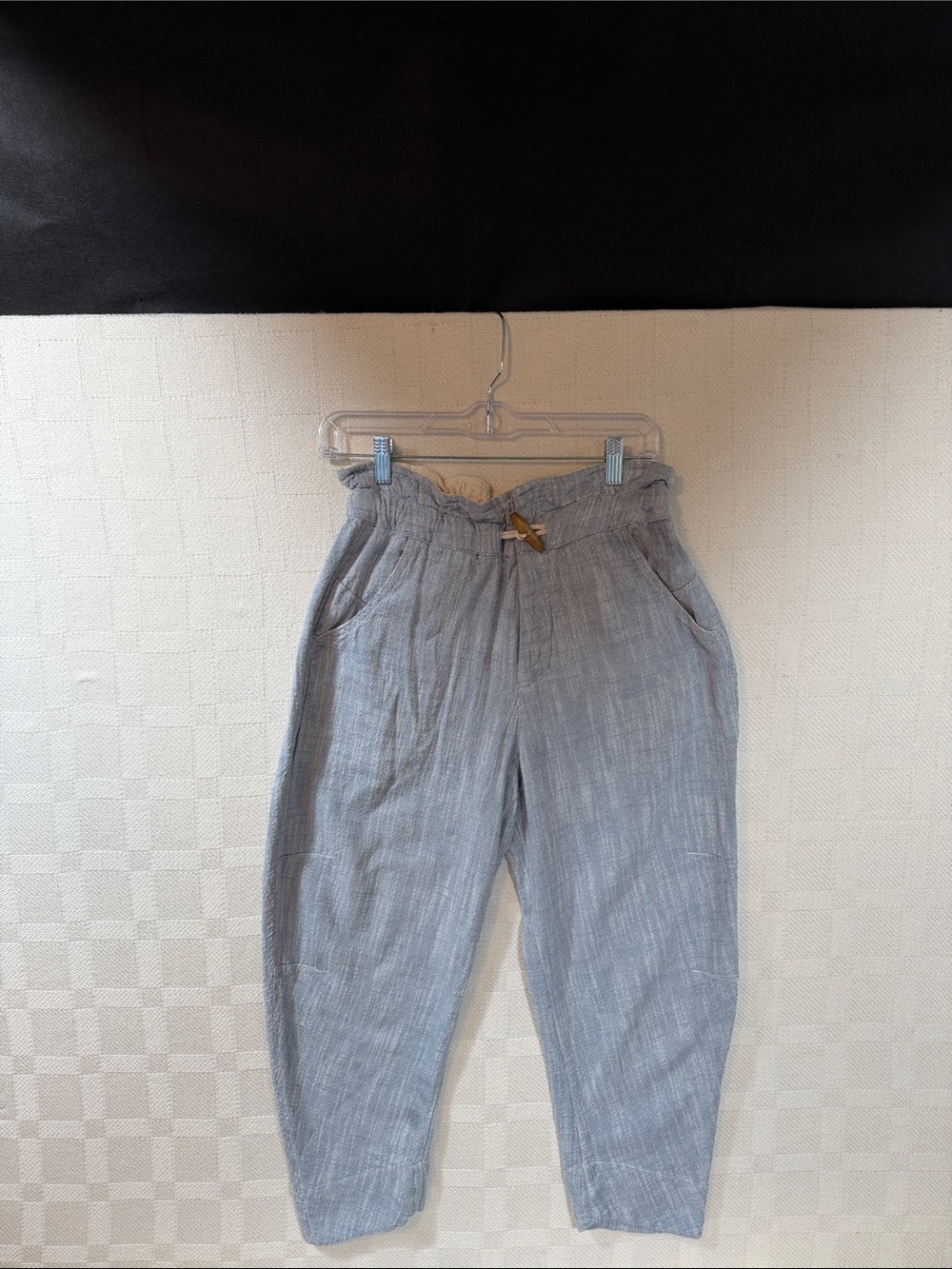 Free People Linen-Blend Relaxed Fit Chinos XS Paperbag Waist